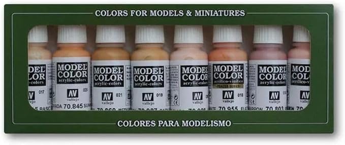 Vallejo - Model Color Face & Skin Tones Set | Modeling Acrylic Paints | 8 bottles x 18 ml (0.60 fl.oz.)
