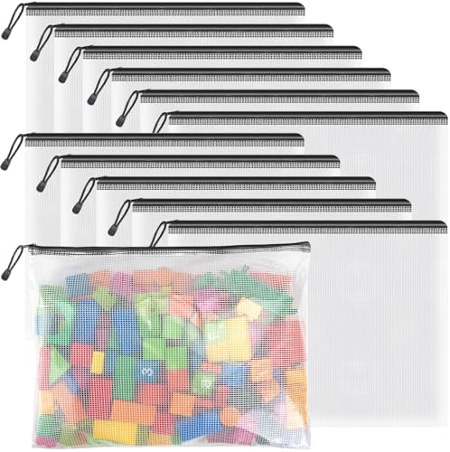 Umriox 12 Pack B4 Black Mesh Zipper Bags, File Organizer Pouch for Storage