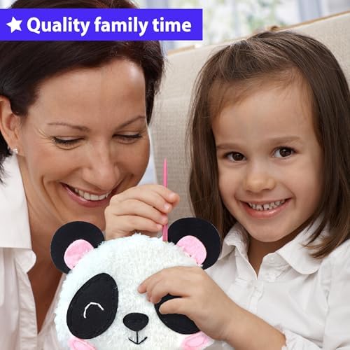 KRAFUN Panda Sewing Kit for Kids Ages 8-12 - No Scissors No Glue