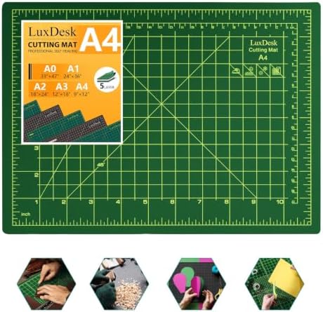 Self Healing Cutting Mat A4，5-Layer Double-Sided Rotary Cutting Mat 9 x 12 in, Craft Cutting Board Suitable for Sewing, Fabric Cutting, Crafts, and Hobbies