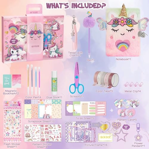 QIYVLOS DIY Journal Kit with Diary, Magical Theme Journaling Stationary Supplies Set Toys for ages 8-13, Birthday Arts and Crafts Gifts for Teen Girls Ages 8 9 10 11 12 13 14 Year Old