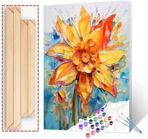 Daffodil Paint by Number Ffor Kids and Adults Beginner，Gardens Paint by Number Kits on Canvas, Spring Wall Art Prints Canvas DIY Gift Oil Painting,Home Wall Decor，(DIY Frame