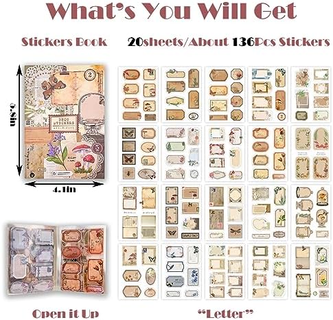 Vintage Stickers 20 Sheets Scrapbooking Supplies Journaling Decals (Letter)