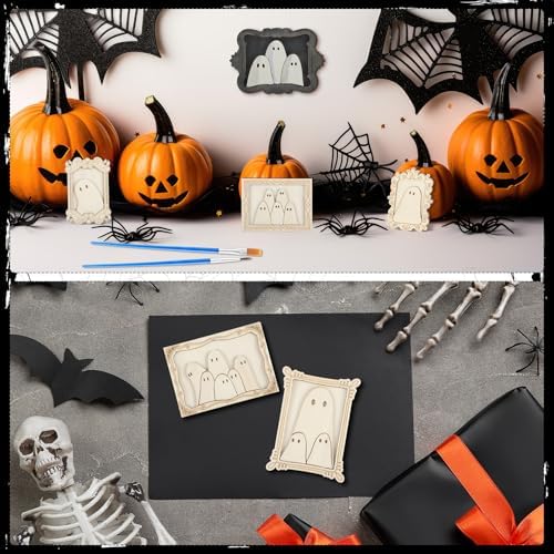Simgoing 24 Set Adult Halloween Craft, Wood Ghost DIY Frame, Fashion Style