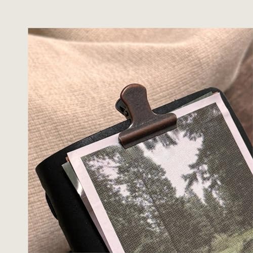 Vintage Metal Clips Set of 6 with Storage Tin – Antique Copper & Patina Bronze Colors – Binder Clips for Paper, Bags, Journals, Crafts & Office Use