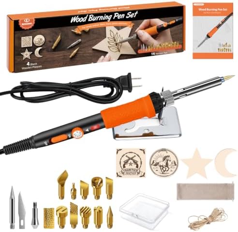 Wood Burning Kit, 23pcs Wood Burning Pen Adjustable Temperature 200-450°C