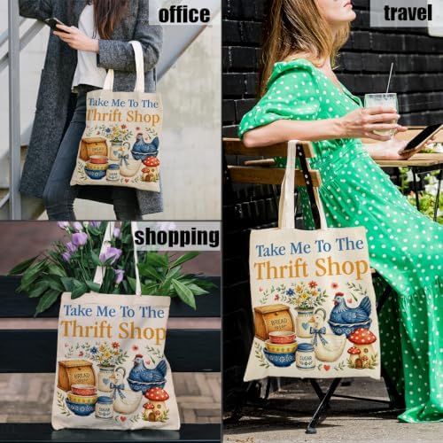 Canvas Tote Bag Gifts for Women Music Dance Sewing Lovers, Double-Sided Print Bags