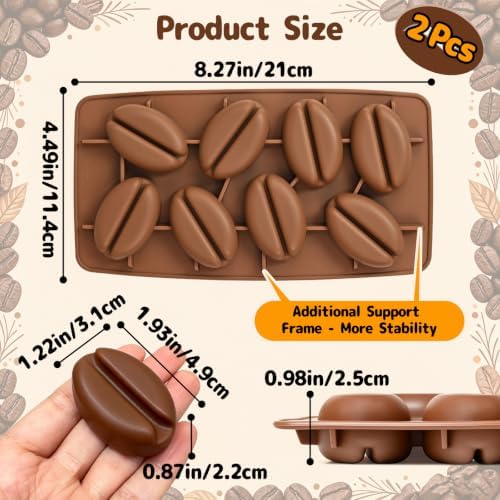 Coffee Chocolate Mold Silicone 16 Cavity, Coffee Bean Ice Cube Mold