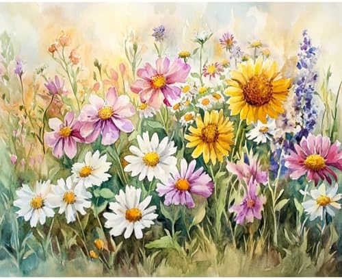 obterie Flower Paint by Numbers Kit for Adults Beginner Floral Oil Painting Kit Adult Paint by Number Kits on Canvas DIY Painting for Beginners Art by Numbers for Gifts Home Wall Decor 16x20 Inch