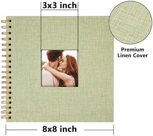 Vienrose 8x8 Inch Scrapbook DIY Small Hardcover Kraft White Pages Scrapbook Photo Album Linen Cover Scrap Book Photo Albums Scrapbooking Supplies Kit for Couple Family Wedding Travel