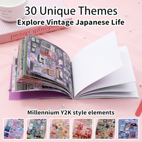 Japanese Sticker Book for Adults – 45 Sheets 800+ Pcs Aesthetic Vintage Manga Stickers for Journaling & Scrapbooking, Cute Sticker Book for Planner, DIY Crafts, Junk Journal & Gifts