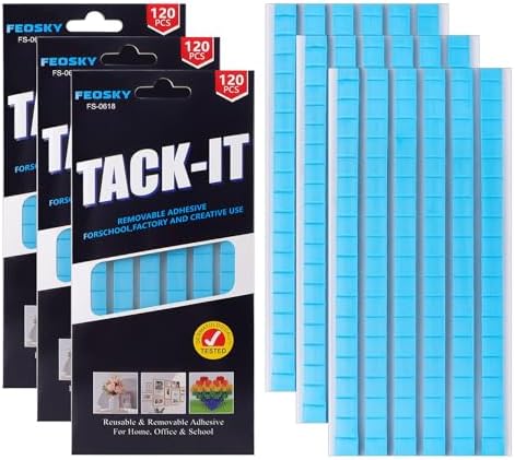 Feosky Adhesive Poster Sticky Tack Putty, Reusable and Removable Adhesive Putty, Mounting Putty for displaying Wall Paintings, Picture, Decoration, Crafts (Blue, Pack of 3)