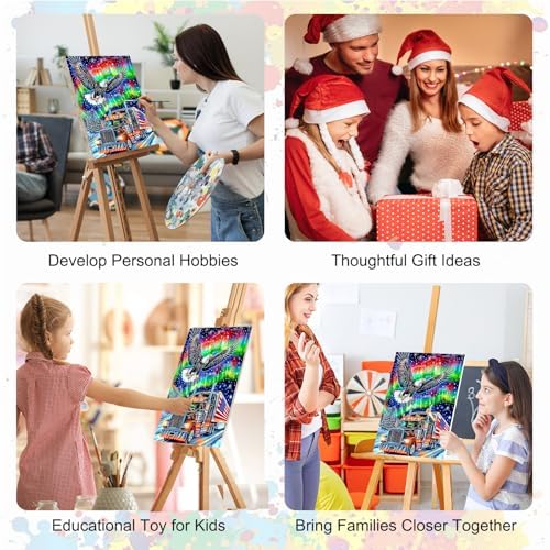 SENQAO Christmas Paint by Numbers for Adults Framed, Eagle Truck Adults' Paint-by-Number Kits, Adult Paint by Number Kits on Canvas, Acrylic Number Painting for Home Decor, 8x12inch