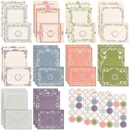 TaoBary 160 Pcs Vintage Lace Frame Stationery Paper and Envelopes Set
