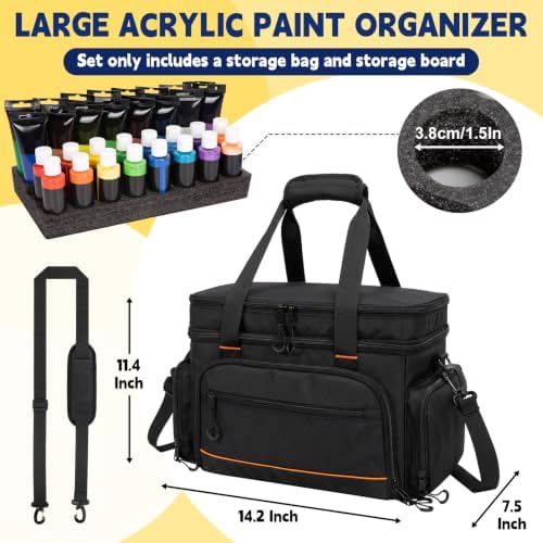 2 Layer Acrylic Paint Storage Bag for 32 Bottle(2 oz) Acrylic Paint