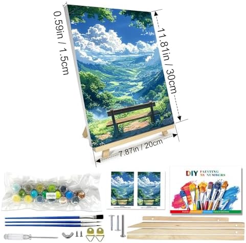 JOOZ Paint by Numbers kit for Adults with Frame, Landscape Paint by Number Canvas, Mountain Paint by Number with Easel, DIY Paint by Number Kits for Adults Landscape for Home Wall Decor 8 x 12 Inch
