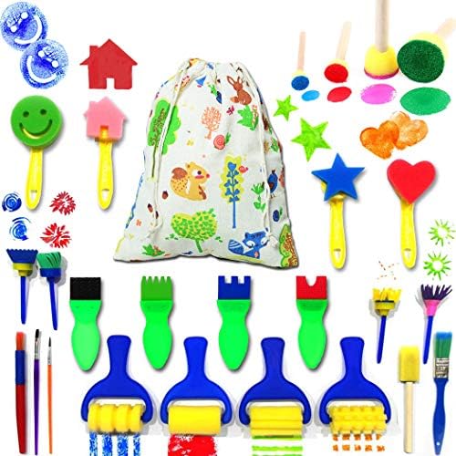 Kids Art & Craft Painting Drawing Tools Mini Flower Sponge Brush Set Fun Kits Early DIY Learning