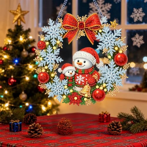 VeGuude Christmas Diamond Art Kits for Adults, DIY Acrylic Hanging Ornament