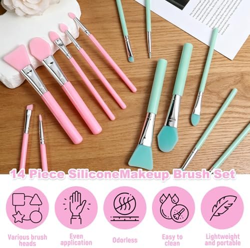 JJUNW 14 Pcs Resin Brush, Silicone Brush Applicator Kit for Makeup
