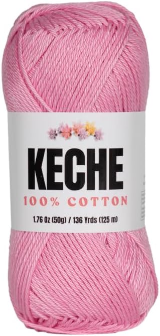 Cotton Yarn - 100% Cotton Yarn for Crocheting and Knitting, Mercerized Cotton Amigurumi Yarn Fine-Sport 2 1.76 oz (50g) / 136 Yrds (125 m) - Baby Pink