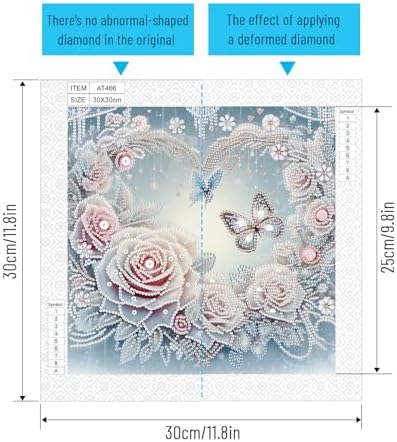 Diamond Art Painting Kits for Adults, 5D Special Shape Diamond Art Kits for Beginners, Crystal Rhinestones Diamond Art Painting for Home Wall Decoration Gift 12×12 inch, Flowers and Butterflies