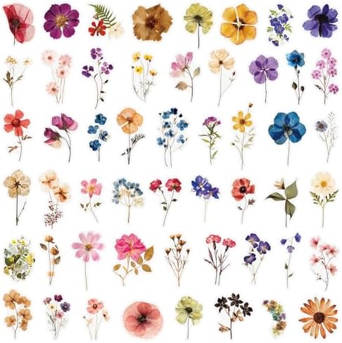 Transparent Flora Scrapbook Stickers Aesthetic Flowers Stickers(200)