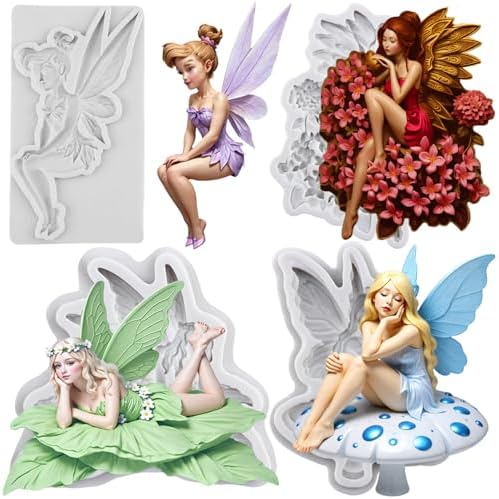 Butterfly Fairy Silicone Molds Elf Girl Polymer Clay Mold Set of 4