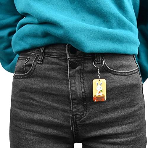 BUYGOO 80pcs Unfinished Wooden Keychain Set with 80 Key Rings and Hemp Rope for DIY Craft