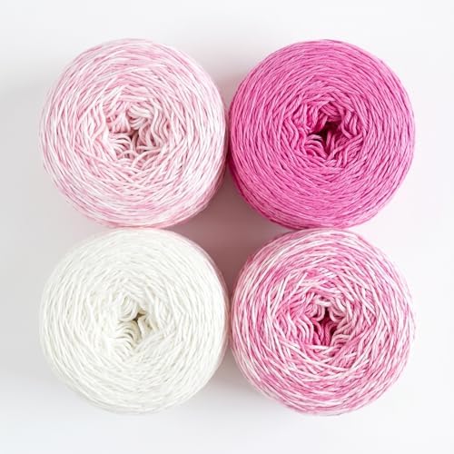 Revolution Fibers Baby Bloom Gradient Blanket Kit | 4 Balls of Gradient Yarn, 50% Cotton and 50% Viscose | Pattern Included for Knitting