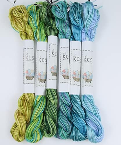 KCS Big skeins of 25 Meters Size 25 Color Variegated Cross Stitch Stranded Threads,6 skeins,15