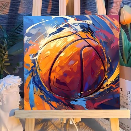 Reivworl Framed Basketball Paint by Numbers Kit for Adults Beginner 10×10 inch