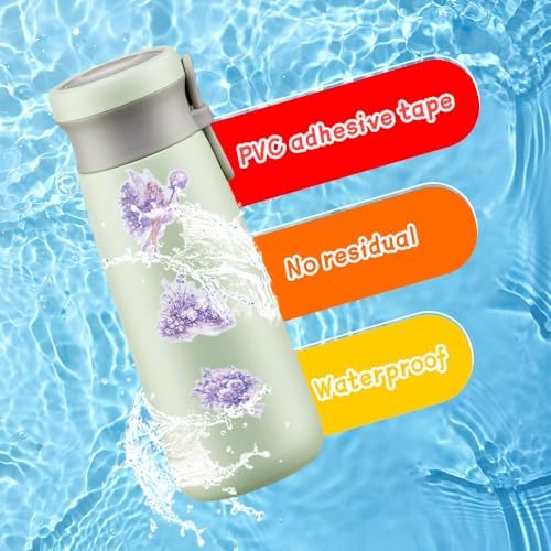 50Pcs Vintage Stickers,Waterproof Transparent PET Aesthetic Decorative Scrapbooking Supplies for Adult Card Making Letters Planner Journaling Junk Journal DIY Water Bottles Art Craft.Purple Flower