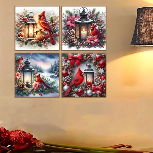 4 Pcs Diamond Art Kits for Adults, 5D Cardinal Diamond Painting Kits