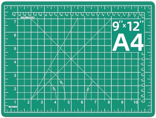 DIYSELF 9in×12in Cutting Mat, A4 Craft Mat for Sewing and Fabric | A4 Self Healing Cutting Mat for Sewing, Quilting and Paper Crafts, 5-Ply Double-Sided Cutting Board with Angle Lines
