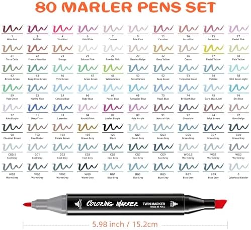KJSHUANGTANG Alcohol Markers, Dual Tip Art Markers, Drawing Markers, Coloring Marker for Sketching Adult Coloring (80 Colors)