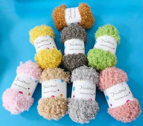 (32 Colors Available) Yusarinl 2 Skeins Teddy Bear Yarn,Fuzzy Yarn for Crochet Polyester Plush Fur for Crafts Fluffy Fuzzy for Knitting(6.7 oz, 80 yds)-Light Khaki