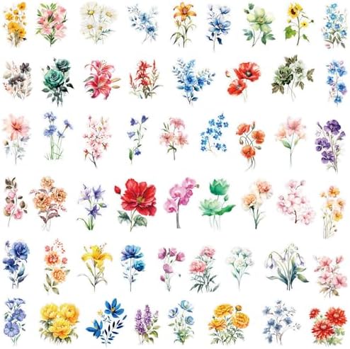 Transparent Flora Scrapbook Stickers Aesthetic Flowers Stickers(C50)