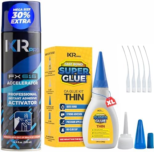 ixirpro CA Glue with Activator, Thin, for Gap-Filling, 1.75oz + 16.9oz Kit