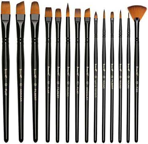 Brusarth Paint Brushes Set, 14 PCS Artist Brush for Acrylic Oil Watercolor Gouache Artist Professional Painting Kits with Synthetic Nylon Tips | Artist Brush for Great for Water, Oil or Acrylic Painting, Painting Brushes for Beginners and Artists