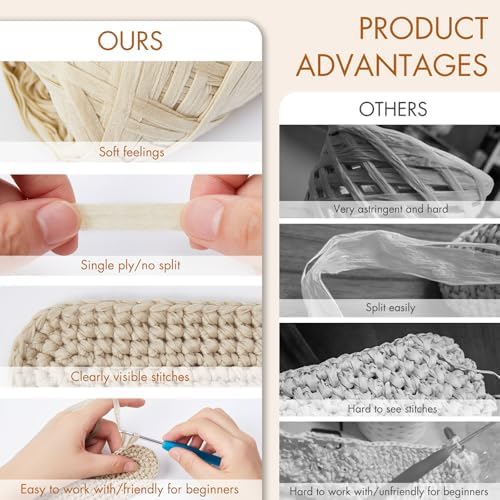 NICEEC 6 Skeins Soft Tape Yarn-Off-White
