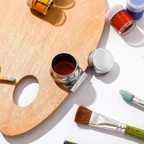 LEIFIDE 3 Pcs Stainless Steel Oil Paint Palette Cups, Drum Shape