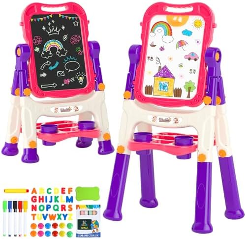Easel for Kids,Double Sided Magnetic Drawing Painting Board | Toddler Art Easel Toys for 3 4 5 6 Year Old Girl Gifts for Birthday, Thanksgiving, Christmas & Holidays