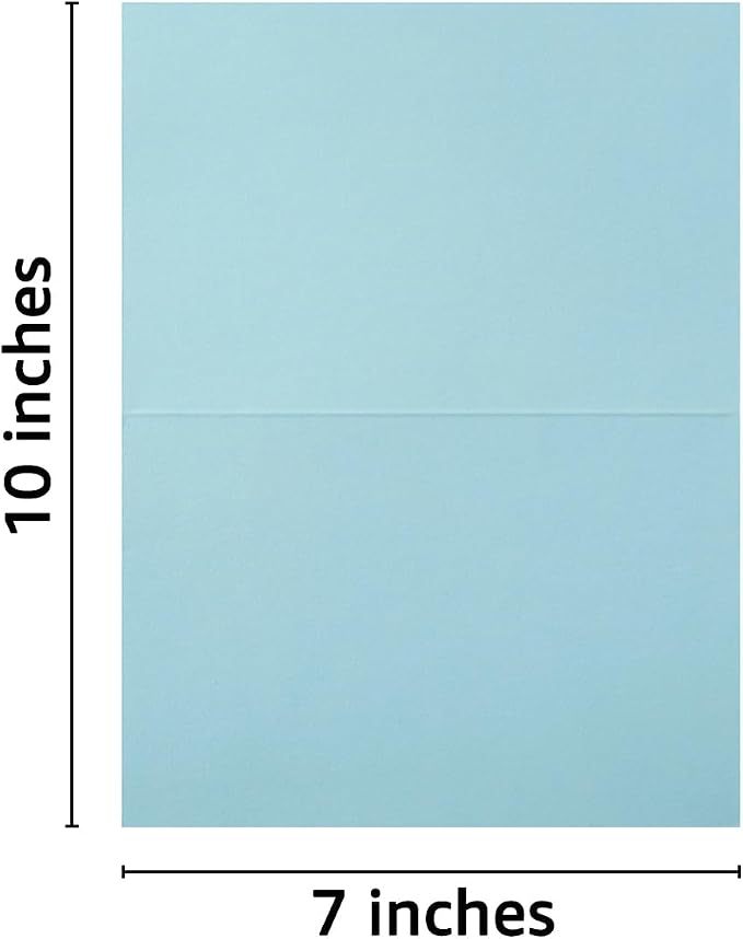 50 Pack Blank Folded Cardstock Cards, Light Blue, 5x7