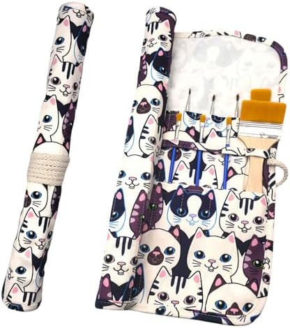 Funny live Paint Brush Holder Art Supplies, Artist Brush Holder & Storage Organizer Roll-Up Case Bag, Protect Acrylic Oil Watercolor Paintbrushes (Kitten 20 Slot Pockets)