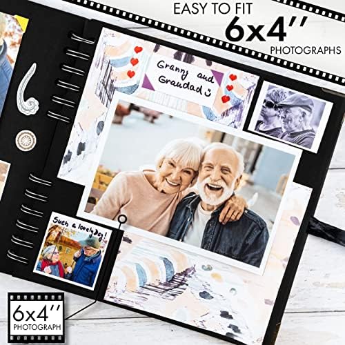 Scrapbook Album, 60 Pages, 8 x 8 Inch, Black Photo Album, Scrap Book | Hardcover with Thick 250 GSM Kraft Paper, Ideal for Your Scrapbooking Albums, Art & Craft Projects (Black, 8 x 8 Inch)