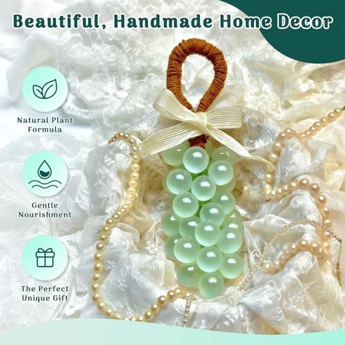 YUVFUDUOV DIY Grape Soap Making Kit - Enough to Make 2 Full Bunches, Includes Silicone Mold, 500g Clear Soap Base, 2x90g Essential Oil Soaps, Jute Rope & Tools, for Handmade Craft Gift & Mother's Day