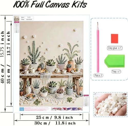 Succulent Pearl Diamond Painting Kits for Adults, Diamond Art for Plant
