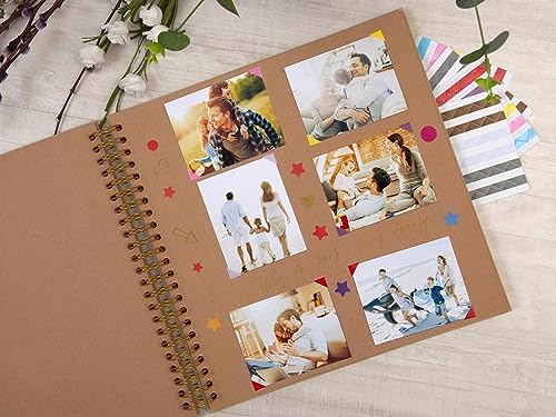 potricher 12 x 12 Inch Large DIY Scrapbook Photo Album 80 Pages, Yellow | Thick Kraft Paper Scrap Book Photo Albums, Memory Book for Wedding, Anniversary, Baby, Family, Travel, DIY Projects