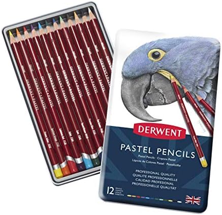 Derwent Pastel Pencils, 4mm Core, Metal Tin, 12 Count (32991)