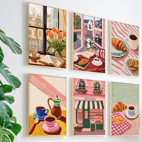 YALKIN 6 Packs Paint by Number Kits for Adults Beginners, DIY Acrylic Painting by Number Kits on Canvas Without Frame, Adults Paint by Number for Home Wall Decor Gifts 25x35CM/9.8x13.8IN